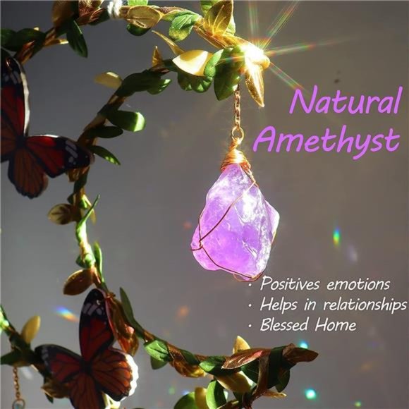 Suncatcher - Amethyst Moon Crystal Sun Catcher Window Hanging, Good Luck Charms - Picture 4 of 6
